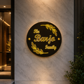 Personalized Round Black Name Plate with LED Light – Glossy Acrylic (18-inch)